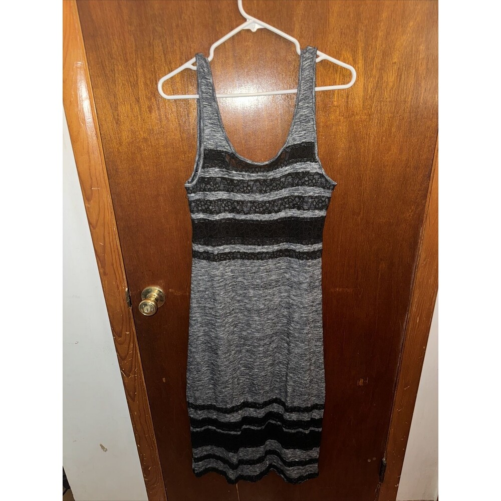 Free People Womens Gray And Black Lace Maxi Dress Size Medium Whimsy Goth